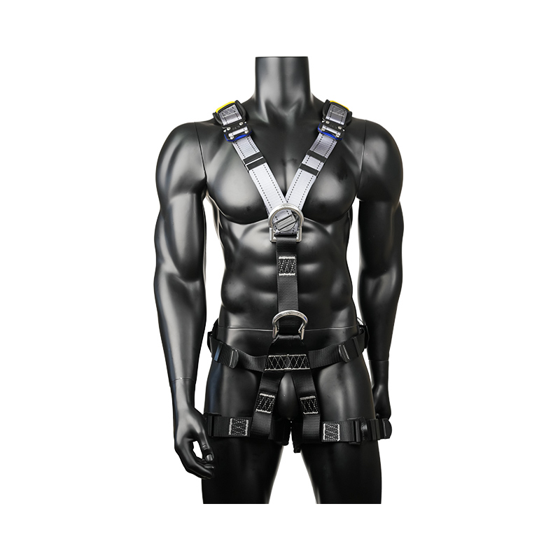 KA14-1 Lezecký úväzok s 5 hliníkovými D krúžkami, 2 rýchloupínacími prackami EN361